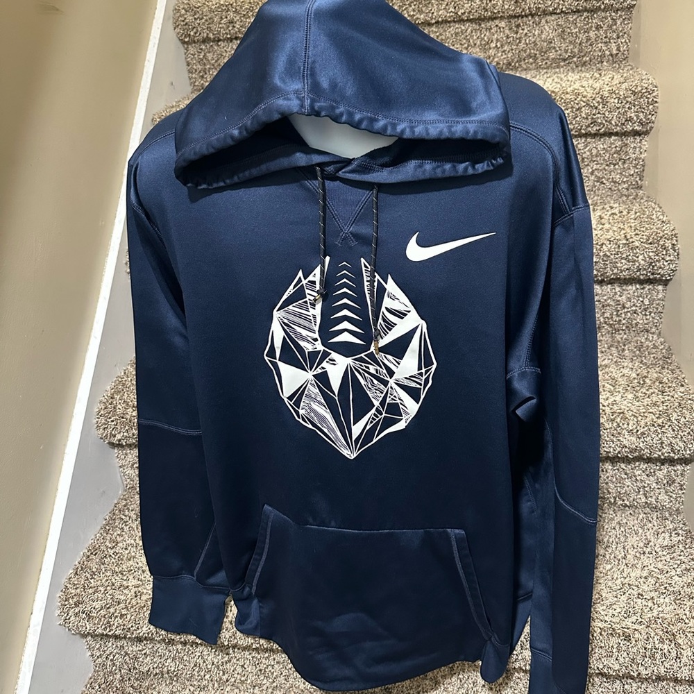 Nike Navy Blue Hoodie with White Logo